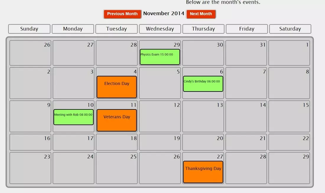 Javascript Calendar